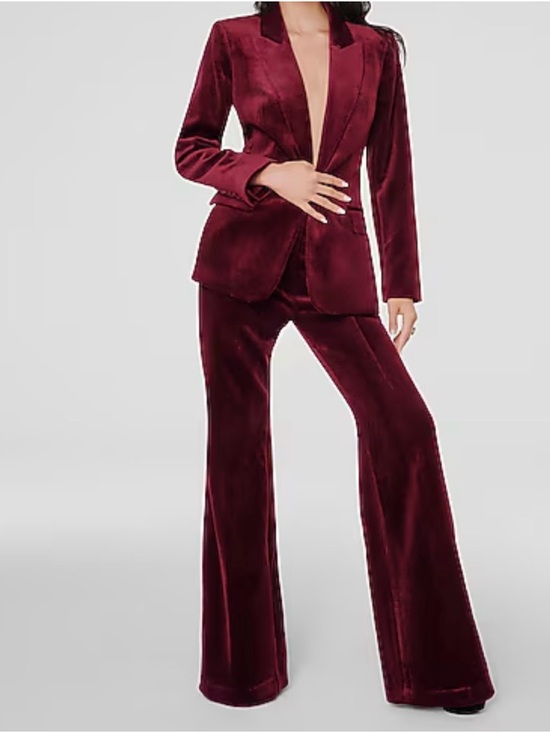 Express Pants - Express Velvet Boot Flare Pant in Deep Burgundy (only pant)